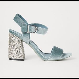 Velvet Glitter block heels